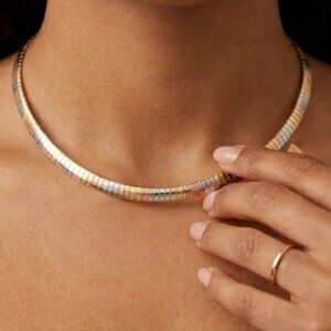Tricolor Omega Necklace • 6mm 3-Tone Gold, Silver & Rose Gold • Hypoallergenic